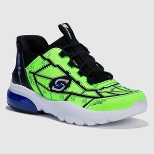 Skechers Boys Step Ins Noah S Sport Sneakers Lime Green Size 2 Hands Free NEW